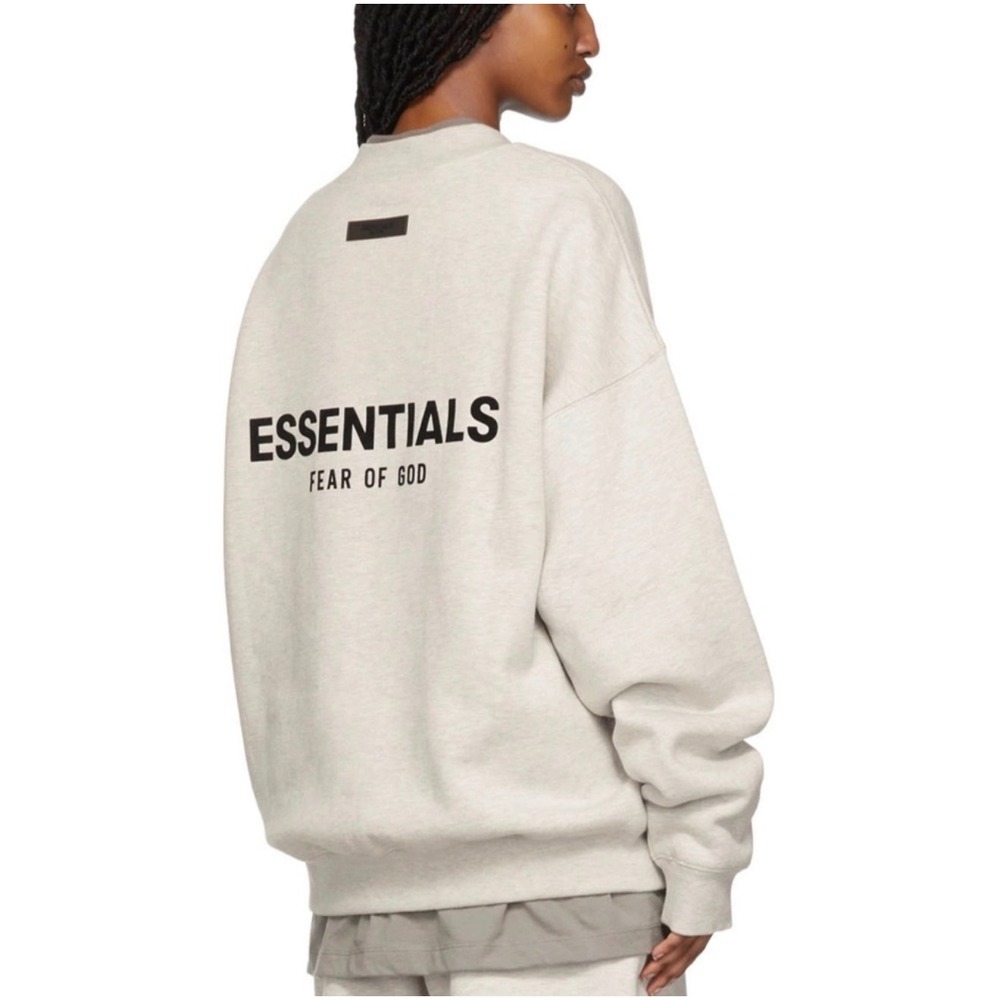 Fear of God Essentials Mens Sweatshirt Mock Neck XS Heather Grey Cotton Fleece